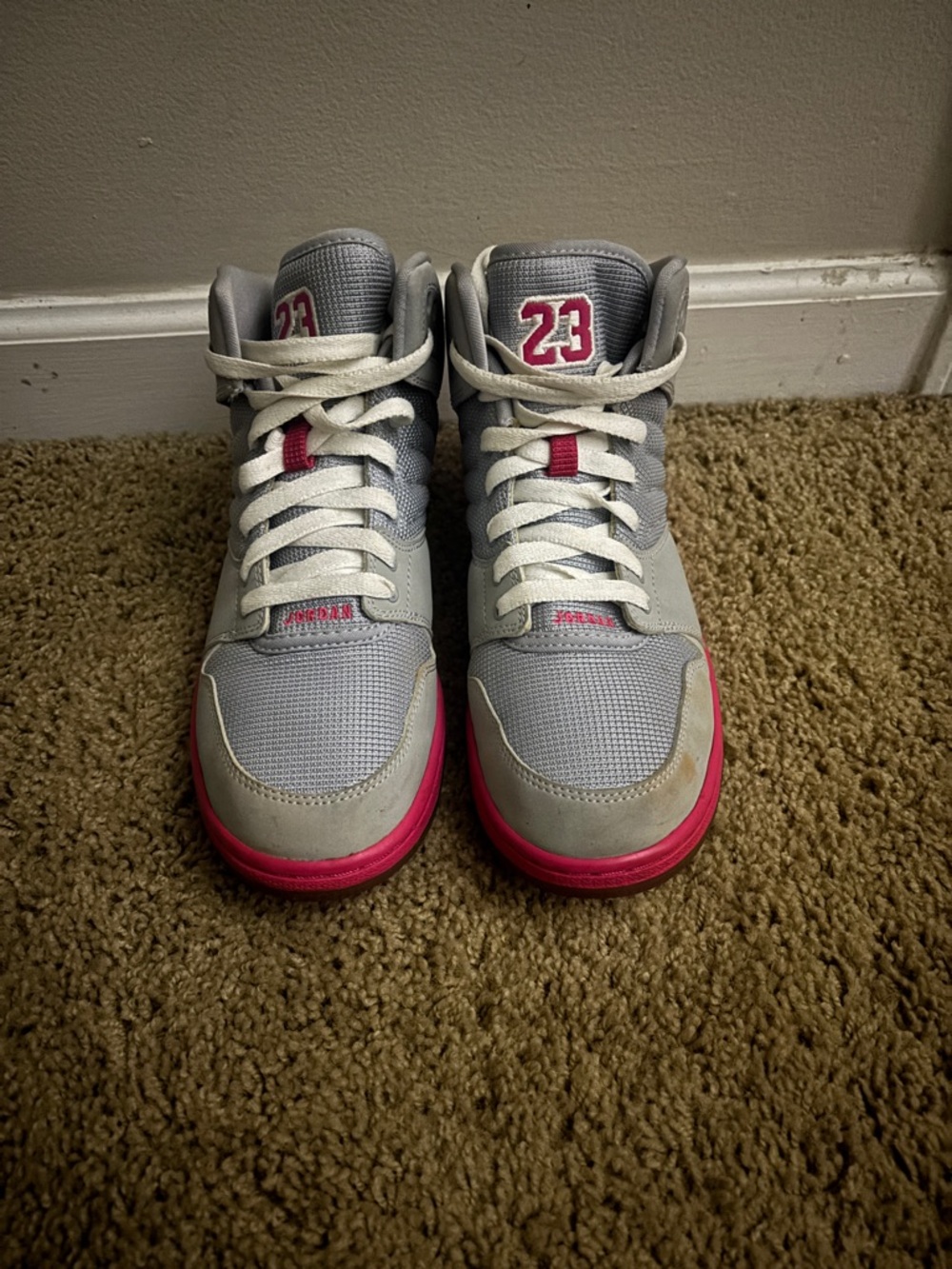 Jordan High Top Sneakers Size 7Y Gray Pink
